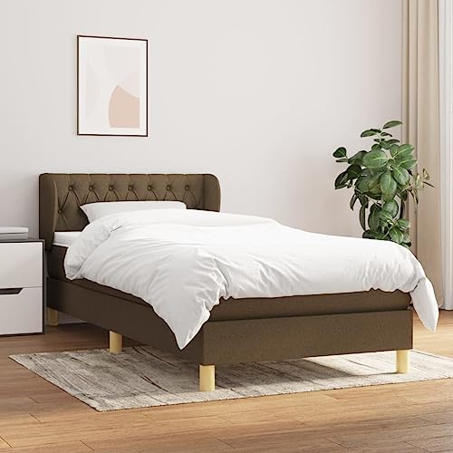 Qnhdfrt Boxspringbett Dunkelbraun 90x190 cm mit höhenverstellbarem Kopfteil Taschenfederkernmatratze Jugendbett Single Gästebett für Schlafzimmer Jugendzimmer von Qnhdfrt