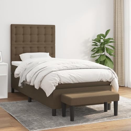 Qnhdfrt Boxspringbett Dunkelbraun 90x200 cm mit höhenverstellbarem Kopfteil Taschenfederkernmatratze und praktischer Bank für Schlafzimmer Gästezimmer oder Wohnbereich Qnhdfrt Boxspringbett Dunkelbraun 90x200 cm mit höhenverstellbarem Kopfteil Taschenfederkernmatratze und praktischer Bank für Schlafzimmer Gästezimmer oder Wohnbereich von Qnhdfrt