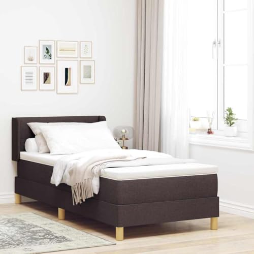 Qnhdfrt Boxspringbett Dunkelbraun und Weiß 100 x 200 cm mit verstellbarem Kopfteil und mittelharter Matratze Modernes Design für Schlafzimmer Gästebett und Jugendzimmer von Qnhdfrt