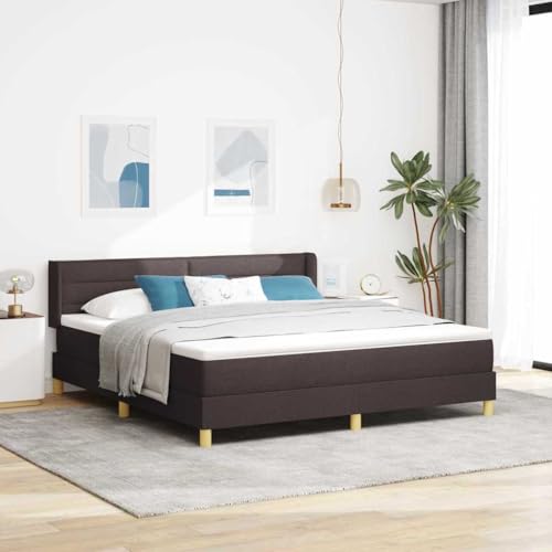 Qnhdfrt Boxspringbett Dunkelbraun und Weiß 180 x 200 cm mit verstellbarem Kopfteil Modernes Design für Schlafzimmer mit mittelharter Matratze aus Polyester von Qnhdfrt