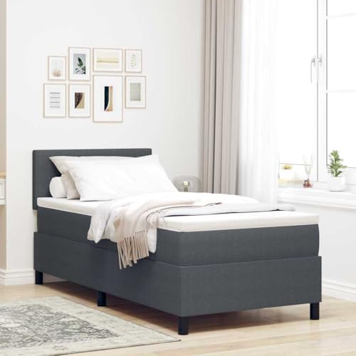 Qnhdfrt Boxspringbett Dunkelgrau 100x200 cm mit Memory-Schaummatratze Modernes Cordstoff Design für Schlafzimmer und Gästezimmer von Qnhdfrt