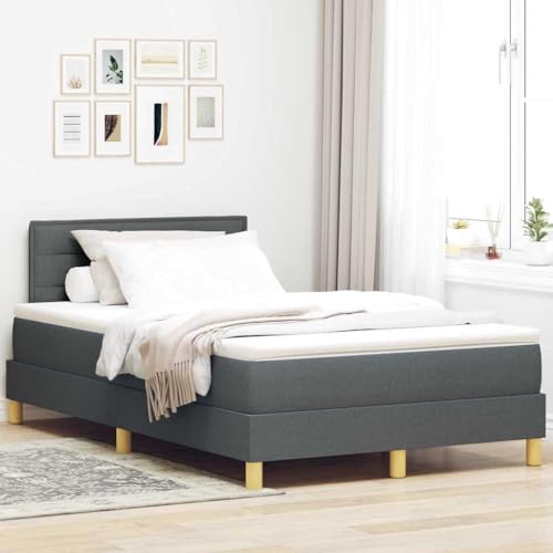 Qnhdfrt Boxspringbett Dunkelgrau 120x190 cm mit Matratze und Topper Modernes Design für Schlafzimmer und Gästezimmer von Qnhdfrt