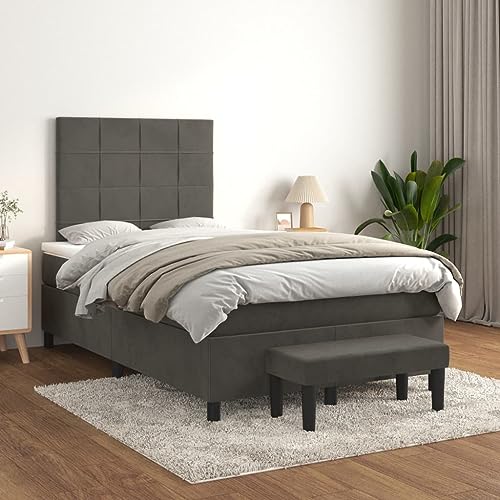 Qnhdfrt Boxspringbett Dunkelgrau 120x200 cm mit Samtbezug Höhenverstellbares Kopfteil und Taschenfederkernmatratze für erholsamen Schlaf Gästebett oder Daybed Qnhdfrt Boxspringbett Dunkelgrau 120x200 cm mit Samtbezug Höhenverstellbares Kopfteil und Taschenfederkernmatratze für erholsamen Schlaf Gästebett oder Daybed von Qnhdfrt