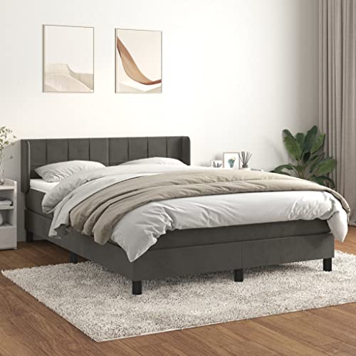 Qnhdfrt Boxspringbett Dunkelgrau 140x190 cm mit Taschenfederkernmatratze und höhenverstellbarem Kopfteil aus weichem Samt für erholsamen Schlaf von Qnhdfrt