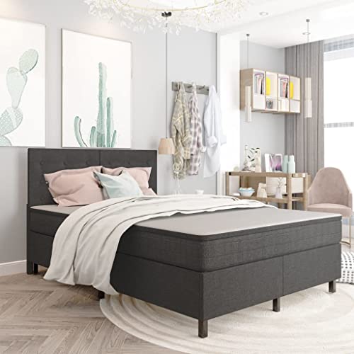 Qnhdfrt Boxspringbett Dunkelgrau 140x200 cm mit Federkernmatratze und waschbarer Auflage Robuster Bettrahmen aus MDF und Metall für erholsamen Schlaf von Qnhdfrt