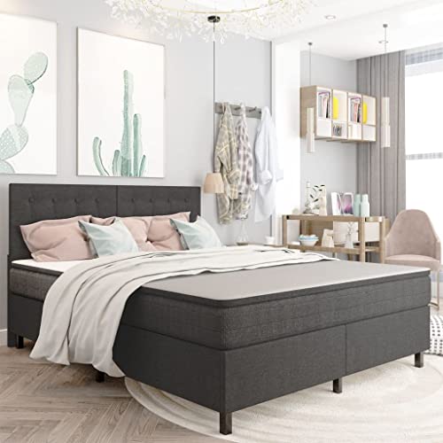 Qnhdfrt Boxspringbett Dunkelgrau 160x200 cm Stoff Bezug mit Federkernmatratze Elegantes Design Robuster Rahmen aus MDF und Metall für Erholsamen Schlaf im Schlafzimmer Qnhdfrt Boxspringbett Dunkelgrau 160x200 cm Stoff Bezug mit Federkernmatratze Elegantes Design Robuster Rahmen aus MDF und Metall für Erholsamen Schlaf im Schlafzimmer von Qnhdfrt