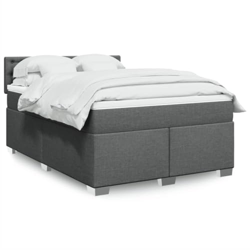 Qnhdfrt Boxspringbett Dunkelgrau 160x200 cm mit Taschenfederkernmatratze und atmungsaktivem Polyesterbezug für optimalen Schlafkomfort und Entspannung von Qnhdfrt
