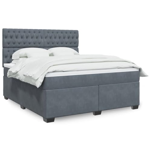 Qnhdfrt Boxspringbett Dunkelgrau 180x200 cm mit LED Beleuchtung und höhenverstellbarem Kopfteil Samtstoff Taschenfederkernmatratze für erholsamen Schlaf Qnhdfrt Boxspringbett Dunkelgrau 180x200 cm mit LED Beleuchtung und höhenverstellbarem Kopfteil Samtstoff Taschenfederkernmatratze für erholsamen Schlaf von Qnhdfrt