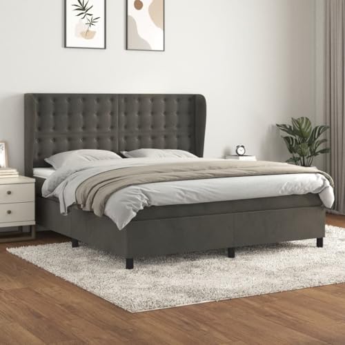 Qnhdfrt Boxspringbett Dunkelgrau 180x200 cm mit Taschenfederkernmatratze und höhenverstellbarem Kopfteil aus weichem Samt für Schlafzimmer und Gästezimmer Qnhdfrt Boxspringbett Dunkelgrau 180x200 cm mit Taschenfederkernmatratze und höhenverstellbarem Kopfteil aus weichem Samt für Schlafzimmer und Gästezimmer von Qnhdfrt