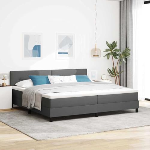 Qnhdfrt Boxspringbett Dunkelgrau 200x200 cm Modernes Design mit Matratze und Topper Robuster Holzrahmen bis 250 kg Belastbarkeit Gemütliches Gästebett oder Doppelbett für Schlafzimmer von Qnhdfrt