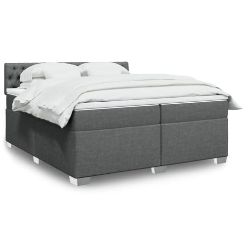 Qnhdfrt Boxspringbett Dunkelgrau 200x200 cm mit LED-Beleuchtung und Taschenfederkernmatratze für erholsamen Schlaf Komfortables Familienbett und Gästebett von Qnhdfrt