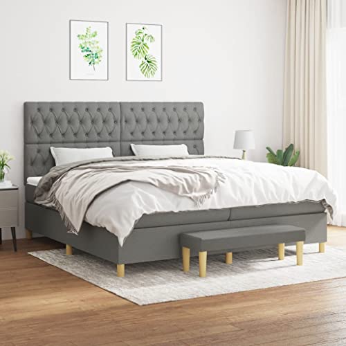 Qnhdfrt Boxspringbett Dunkelgrau 200x200 cm mit Taschenfederkernmatratze und höhenverstellbarem Kopfteil aus atmungsaktivem Polyester für erholsamen Schlaf Qnhdfrt Boxspringbett Dunkelgrau 200x200 cm mit Taschenfederkernmatratze und höhenverstellbarem Kopfteil aus atmungsaktivem Polyester für erholsamen Schlaf von Qnhdfrt