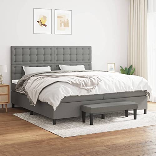 Qnhdfrt Boxspringbett Dunkelgrau 200x200 cm mit Taschenfederkernmatratze und höhenverstellbarem Kopfteil für erholsamen Schlaf im Schlafzimmer oder Gästezimmer von Qnhdfrt