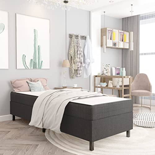 Qnhdfrt Boxspringbett Dunkelgrau 90x200 cm mit Federkernmatratze Modernes Design Robuster Stoffbezug & Metallrahmen für Erholsamen Schlaf für Schlafzimmer und Gästezimmer von Qnhdfrt