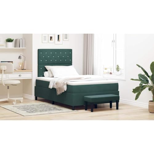 Qnhdfrt Boxspringbett Dunkelgrün 120x190 cm mit Matratze Topper und Bank Samtbezug Modernes Design für Schlafzimmer Komfortables Bettgestell mit Kristallknopfheftung Qnhdfrt Boxspringbett Dunkelgrün 120x190 cm mit Matratze Topper und Bank Samtbezug Modernes Design für Schlafzimmer Komfortables Bettgestell mit Kristallknopfheftung von Qnhdfrt