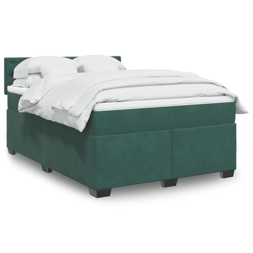 Qnhdfrt Boxspringbett Dunkelgrün 160x200 cm mit LED Beleuchtung und Taschenfederkernmatratze Samtstoff Bezug für erholsamen Schlaf und modernes Wohnambiente von Qnhdfrt