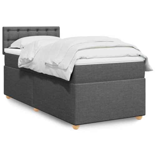 Qnhdfrt Boxspringbett Einzelbett 90x190 cm Dunkelgrau mit Taschenfederkern Matratze und Lattenrost für erholsamen Schlaf im Schlafzimmer von Qnhdfrt