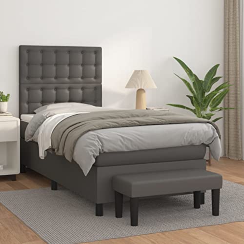 Qnhdfrt Boxspringbett Grau 100x200 cm mit Kopfteil und Matratze Kunstleder Langlebig & Hautfreundlich für Schlafzimmer Gästebett und Wohnbereich Qnhdfrt Boxspringbett Grau 100x200 cm mit Kopfteil und Matratze Kunstleder Langlebig & Hautfreundlich für Schlafzimmer Gästebett und Wohnbereich von Qnhdfrt