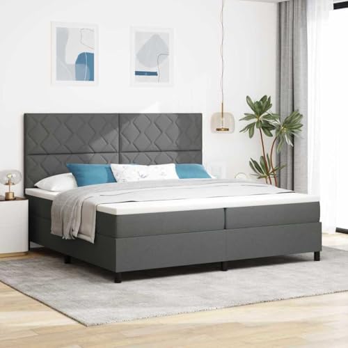 Qnhdfrt Boxspringbett Grau 200x200 cm Modernes Design mit LED Beleuchtung und Matratzen Set Robuste Massivholz Konstruktion für Schlafzimmer von Qnhdfrt