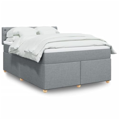 Qnhdfrt Boxspringbett Hellgrau 140x200 cm mit Taschenfederkernmatratze und atmungsaktivem Polyesterstoff für erholsamen Schlaf im Schlafzimmer oder Gästezimmer von Qnhdfrt