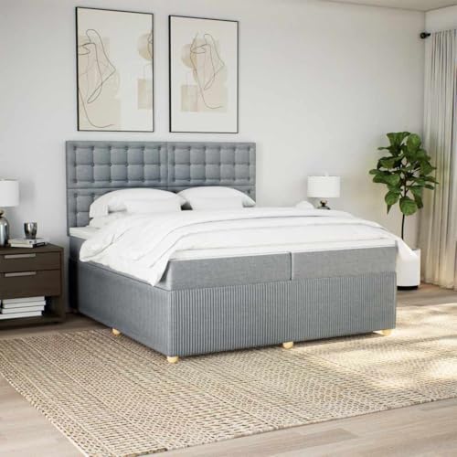 Qnhdfrt Boxspringbett Hellgrau 200x200 cm mit Taschenfederkernmatratze und LED-Beleuchtung Höhenverstellbares Kopfteil für erholsamen Schlaf im Schlafzimmer Qnhdfrt Boxspringbett Hellgrau 200x200 cm mit Taschenfederkernmatratze und LED-Beleuchtung Höhenverstellbares Kopfteil für erholsamen Schlaf im Schlafzimmer von Qnhdfrt