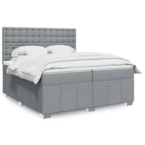 Qnhdfrt Boxspringbett Hellgrau 200x200 cm mit Taschenfederkernmatratze und höhenverstellbarem Kopfteil Atmungsaktives Polyester Stoffbett für erholsamen Schlaf Qnhdfrt Boxspringbett Hellgrau 200x200 cm mit Taschenfederkernmatratze und höhenverstellbarem Kopfteil Atmungsaktives Polyester Stoffbett für erholsamen Schlaf von Qnhdfrt