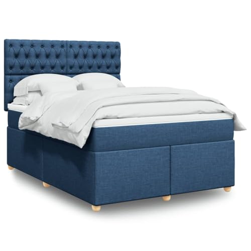 Qnhdfrt Boxspringbett Komplett 140x200 Blau Stoff höhenverstellbares Kopfteil Pocketfedermatratze mit Topper für Single Schlafzimmer Gästezimmer Qnhdfrt Boxspringbett Komplett 140x200 Blau Stoff höhenverstellbares Kopfteil Pocketfedermatratze mit Topper für Single Schlafzimmer Gästezimmer von Qnhdfrt