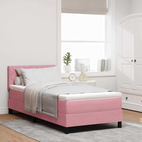 Qnhdfrt Boxspringbett Rosa 100x200 cm mit Matratze & Topper Samtbezug Modernes Jugendbett Single Bed Komplettset Höhenverstellbares Kopfteil für Schlafzimmer Gästezimmer Qnhdfrt Boxspringbett Rosa 100x200 cm mit Matratze & Topper Samtbezug Modernes Jugendbett Single Bed Komplettset Höhenverstellbares Kopfteil für Schlafzimmer Gästezimmer von Qnhdfrt