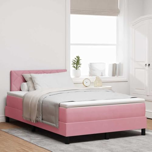Qnhdfrt Boxspringbett Rosa 120x200 cm Samt Stoff Gästebett mit Matratze Kopfteil verstellbar Robustes Doppelbett Modernes Design für Schlafzimmer Apartment von Qnhdfrt