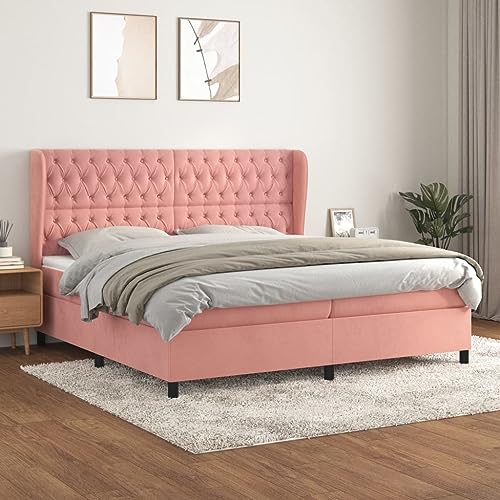 Qnhdfrt Boxspringbett Rosa 200x200 cm Samt mit höhenverstellbarem Kopfteil Taschenfederkernmatratze und hautfreundlicher Auflage für erholsamen Schlaf Qnhdfrt Boxspringbett Rosa 200x200 cm Samt mit höhenverstellbarem Kopfteil Taschenfederkernmatratze und hautfreundlicher Auflage für erholsamen Schlaf von Qnhdfrt