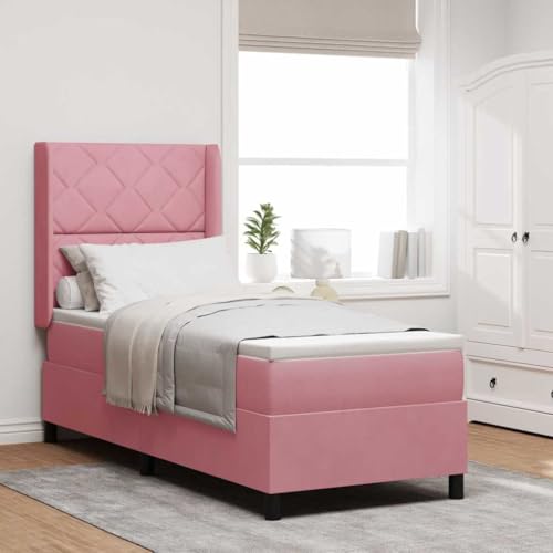 Qnhdfrt Boxspringbett Rosa 80x200 Samt mit verstellbarem Kopfteil Modernes Schlafsofa aus robuster Holzstruktur für Schlafzimmer Jugendzimmer Gästezimmer von Qnhdfrt