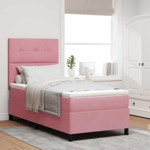 Qnhdfrt Boxspringbett Rosa 80x200 cm Samt mit Matratze und Topper Modernes Jugendbett Höhenverstellbar Robustes Gästebett für Schlafzimmer und Gästezimmer Qnhdfrt Boxspringbett Rosa 80x200 cm Samt mit Matratze und Topper Modernes Jugendbett Höhenverstellbar Robustes Gästebett für Schlafzimmer und Gästezimmer von Qnhdfrt