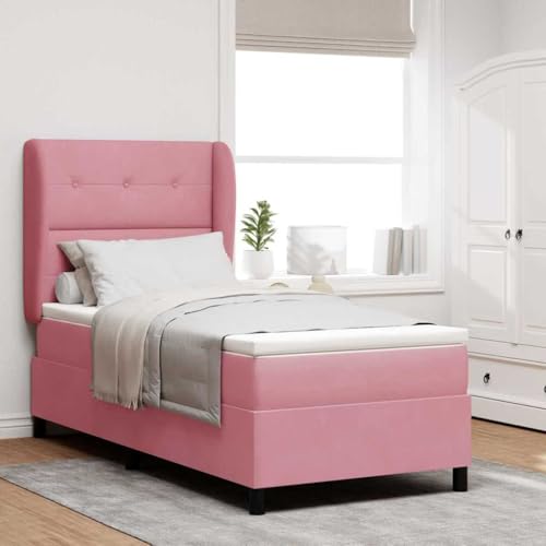 Qnhdfrt Boxspringbett Rosa 80x200 cm Samt verstellbares Kopfteil mit mittelfester Polyester-Matratze Holzrahmen modernes Einzelbett für Schlafzimmer Gästezimmer Jugendzimmer Qnhdfrt Boxspringbett Rosa 80x200 cm Samt verstellbares Kopfteil mit mittelfester Polyester-Matratze Holzrahmen modernes Einzelbett für Schlafzimmer Gästezimmer Jugendzimmer von Qnhdfrt