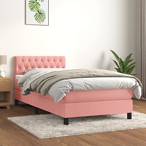 Qnhdfrt Boxspringbett Rosa 90x190 cm mit Samtbezug und Taschenfederkernmatratze Höhenverstellbares Kopfteil für Erholsamen Schlaf und Entspannung Qnhdfrt Boxspringbett Rosa 90x190 cm mit Samtbezug und Taschenfederkernmatratze Höhenverstellbares Kopfteil für Erholsamen Schlaf und Entspannung von Qnhdfrt