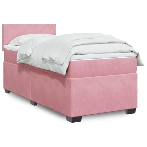 Qnhdfrt Boxspringbett Rosa Samt 90x190 cm mit Taschenfederkernmatratze und Kopfteil Luxuriöses Bettgestell für erholsamen Schlaf im Schlafzimmer oder Gästezimmer von Qnhdfrt