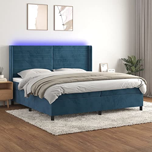 Qnhdfrt Boxspringbett Samt Dunkelblau 200x200 cm mit LED Beleuchtung und verstellbarem Kopfteil Modernes Doppelbett inklusive 2 Matratzen und Topper für Wohn und Schlafzimmer Qnhdfrt Boxspringbett Samt Dunkelblau 200x200 cm mit LED Beleuchtung und verstellbarem Kopfteil Modernes Doppelbett inklusive 2 Matratzen und Topper für Wohn und Schlafzimmer von Qnhdfrt