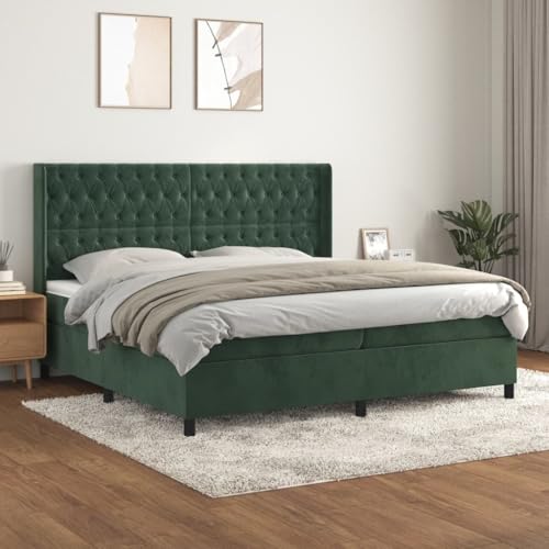 Qnhdfrt Boxspringbett Samt Dunkelgrün 200x200 cm mit Höhenverstellbarem Kopfteil Doppelbett Taschenfederkernmatratze & Topper für Schlafzimmer Gästezimmer Jugendzimmer Qnhdfrt Boxspringbett Samt Dunkelgrün 200x200 cm mit Höhenverstellbarem Kopfteil Doppelbett Taschenfederkernmatratze & Topper für Schlafzimmer Gästezimmer Jugendzimmer von Qnhdfrt