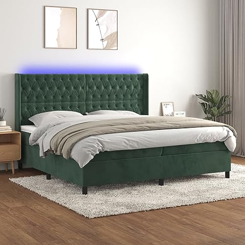 Qnhdfrt Boxspringbett Samt Dunkelgrün 200x200 cm mit LED Beleuchtung und Taschenfederkernmatratze Höhenverstellbares Kopfteil Modernes Design für Schlafzimmer und Gästezimmer Qnhdfrt Boxspringbett Samt Dunkelgrün 200x200 cm mit LED Beleuchtung und Taschenfederkernmatratze Höhenverstellbares Kopfteil Modernes Design für Schlafzimmer und Gästezimmer von Qnhdfrt