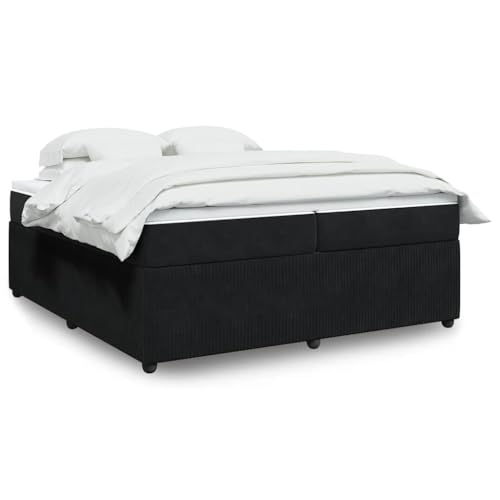 Qnhdfrt Boxspringbett Schwarz 200x200 Samt mit Taschenfederkern und 5 cm Topper für erholsamen Schlaf Modernes Doppelbett für Schlafzimmer und Gästezimmer von Qnhdfrt