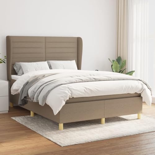 Qnhdfrt Boxspringbett Taupe 140x190 cm mit höhenverstellbarem Kopfteil und Taschenfederkernmatratze für erholsamen Schlaf von Qnhdfrt