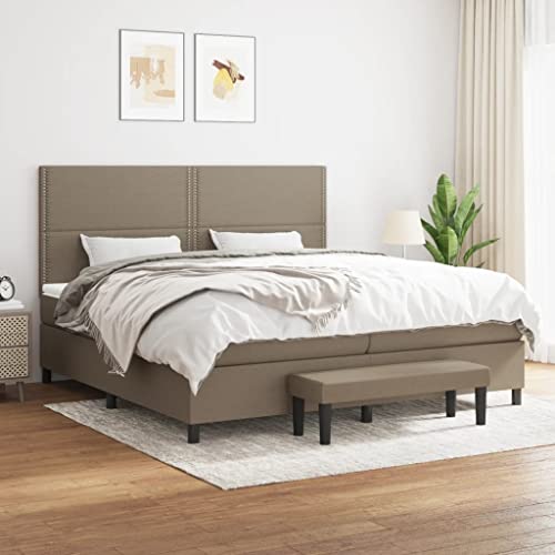 Qnhdfrt Boxspringbett Taupe 200x200 cm mit höhenverstellbarem Kopfteil und Taschenfederkernmatratze für erholsamen Schlaf im Schlafzimmer oder Gästezimmer von Qnhdfrt