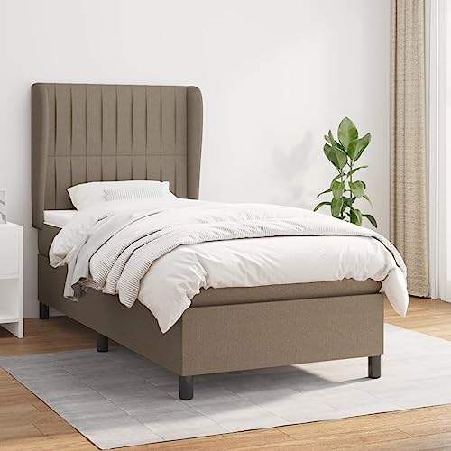 Qnhdfrt Boxspringbett Taupe 80x200 cm mit höhenverstellbarem Kopfteil Taschenfederkernmatratze und atmungsaktivem Stoff für erholsamen Schlaf im Schlafzimmer oder Gästezimmer von Qnhdfrt