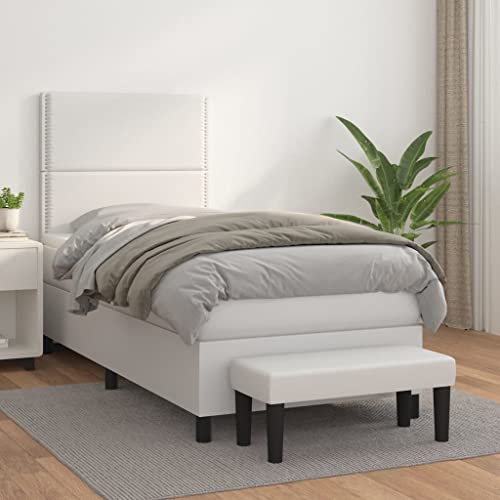 Qnhdfrt Boxspringbett Weiß 80x200 cm mit Taschenfederkernmatratze und höhenverstellbarem Kopfteil aus strapazierfähigem Kunstleder für Schlafzimmer Gästezimmer Qnhdfrt Boxspringbett Weiß 80x200 cm mit Taschenfederkernmatratze und höhenverstellbarem Kopfteil aus strapazierfähigem Kunstleder für Schlafzimmer Gästezimmer von Qnhdfrt