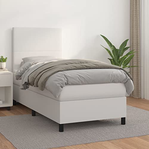 Qnhdfrt Boxspringbett Weiß 90x190 cm Kunstleder mit Kopfteil und Matratze für Schlafzimmer Gästezimmer und Jugendzimmer Qnhdfrt Boxspringbett Weiß 90x190 cm Kunstleder mit Kopfteil und Matratze für Schlafzimmer Gästezimmer und Jugendzimmer von Qnhdfrt