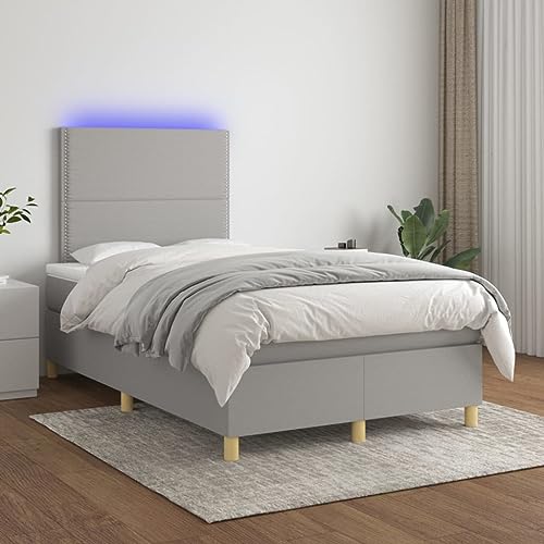 Qnhdfrt Boxspringbett mit LED Beleuchtung 120x200 cm Helle Grau Stoff Kopfteil Verstellbar Matratze und Topper für Erholsamen Schlaf im Schlafzimmer Qnhdfrt Boxspringbett mit LED Beleuchtung 120x200 cm Helle Grau Stoff Kopfteil Verstellbar Matratze und Topper für Erholsamen Schlaf im Schlafzimmer von Qnhdfrt