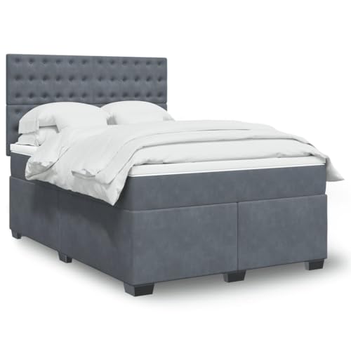 Qnhdfrt Boxspringbett mit LED Beleuchtung 140x190 cm Samtstoff Dunkelgrau Höhenverstellbares Kopfteil Taschenfederkernmatratze für Schlafzimmer Gästebett Qnhdfrt Boxspringbett mit LED Beleuchtung 140x190 cm Samtstoff Dunkelgrau Höhenverstellbares Kopfteil Taschenfederkernmatratze für Schlafzimmer Gästebett von Qnhdfrt