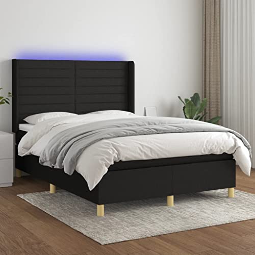 Qnhdfrt Boxspringbett mit LED Beleuchtung 140x200 cm Schwarz Stoff Taschenfederkernmatratze Verstellbares Kopfteil für Schlafzimmer und Gästezimmer Qnhdfrt Boxspringbett mit LED Beleuchtung 140x200 cm Schwarz Stoff Taschenfederkernmatratze Verstellbares Kopfteil für Schlafzimmer und Gästezimmer von Qnhdfrt