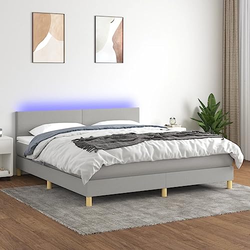 Qnhdfrt Boxspringbett mit LED Beleuchtung 160x200 cm Hellgrau Stoff Taschenfederkernmatratze Höhenverstellbares Kopfteil USB Anschluss für Schlafzimmer Gästebett Qnhdfrt Boxspringbett mit LED Beleuchtung 160x200 cm Hellgrau Stoff Taschenfederkernmatratze Höhenverstellbares Kopfteil USB Anschluss für Schlafzimmer Gästebett von Qnhdfrt