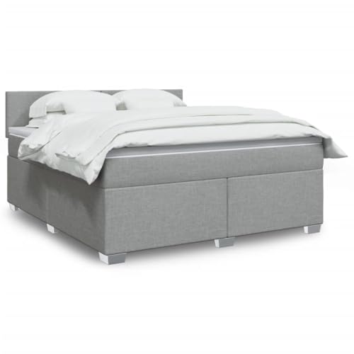 Qnhdfrt Boxspringbett mit LED Beleuchtung und Taschenfederkern Matratze 180x200 cm Hellgrau Stoff Modernes Design für Schlafzimmer Gästebett und Doppelbett Qnhdfrt Boxspringbett mit LED Beleuchtung und Taschenfederkern Matratze 180x200 cm Hellgrau Stoff Modernes Design für Schlafzimmer Gästebett und Doppelbett von Qnhdfrt