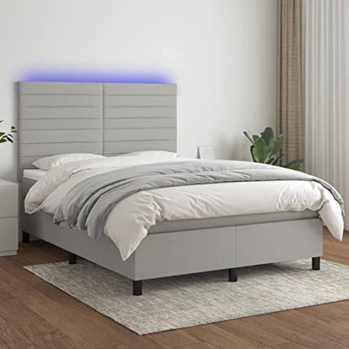 Qnhdfrt Boxspringbett mit LED-Beleuchtung und Taschenfederkernmatratze 140x190 cm Höhenverstellbares Kopfteil aus atmungsaktivem Stoff Hellgrau für Schlafzimmer und Gästezimmer Qnhdfrt Boxspringbett mit LED-Beleuchtung und Taschenfederkernmatratze 140x190 cm Höhenverstellbares Kopfteil aus atmungsaktivem Stoff Hellgrau für Schlafzimmer und Gästezimmer von Qnhdfrt